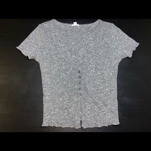 Grey Flyaway Tee w/ Buttons